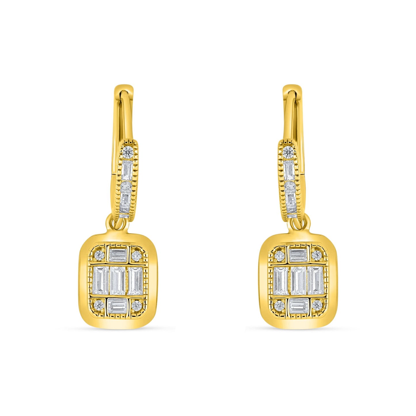 Sterling Silver 925 Earring Golden Plated Embedded With White Zircon