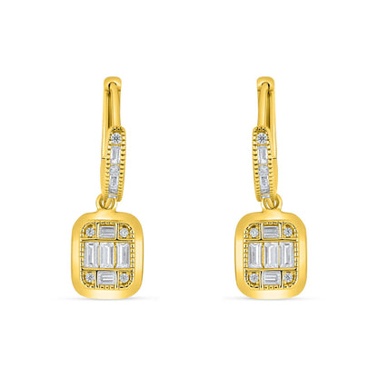Sterling Silver 925 Earring Golden Plated Embedded With White Zircon