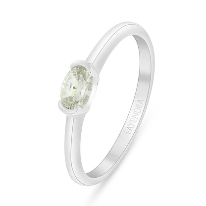 Sterling Silver 925 Ring Rhodium Plated Embedded With Diamond Zircon