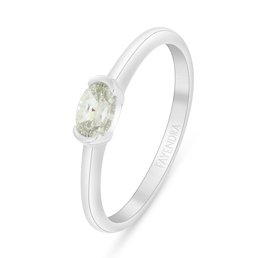 Sterling Silver 925 Ring Rhodium Plated Embedded With Diamond Zircon