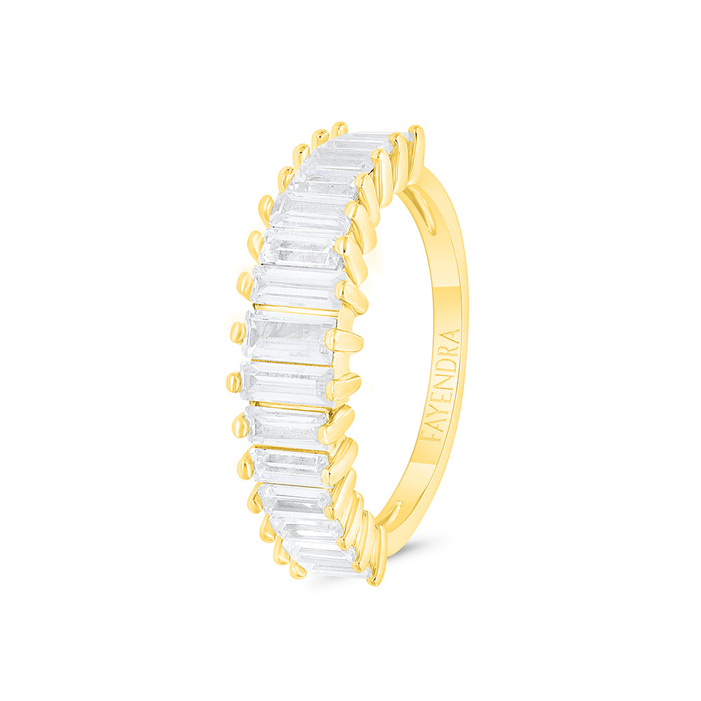 Sterling Silver 925 Ring Gold Plated Embedded With White CZ