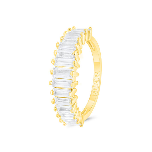 Sterling Silver 925 Ring Gold Plated Embedded With White CZ