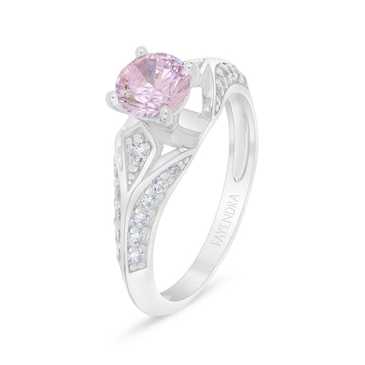 خاتم من الفضة الخالصة عيار 925 مطلي روديوم مرصع زركون بنك و فص ابيض