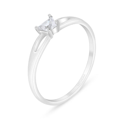 خاتم من الفضة الخالصة عيار 925 مطلي روديوم مرصع فص ابيض