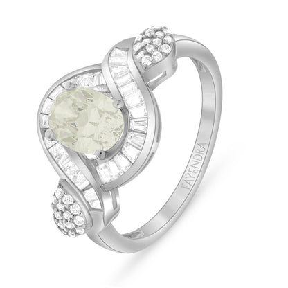 Sterling Silver 925 Ring Rhodium Plated Embedded With Diamond Zircon And White Zircon