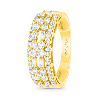Sterling Silver 925  Ring Gold  Plated Embedded With White CZ