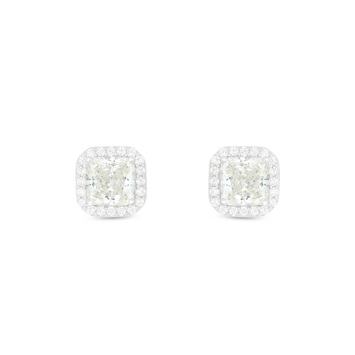 Sterling Silver 925 Earring Rhodium Plated Embedded With Diamond Zircon And White Zircon