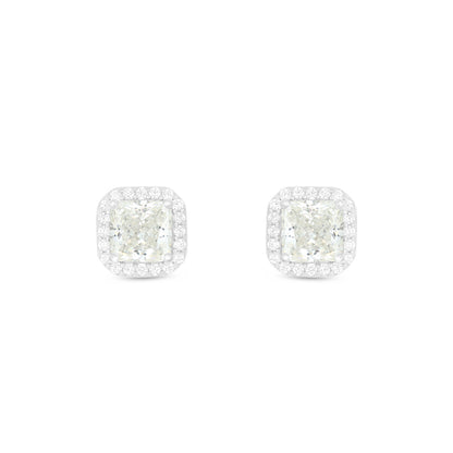 Sterling Silver 925 Earring Rhodium Plated Embedded With Diamond Zircon And White Zircon