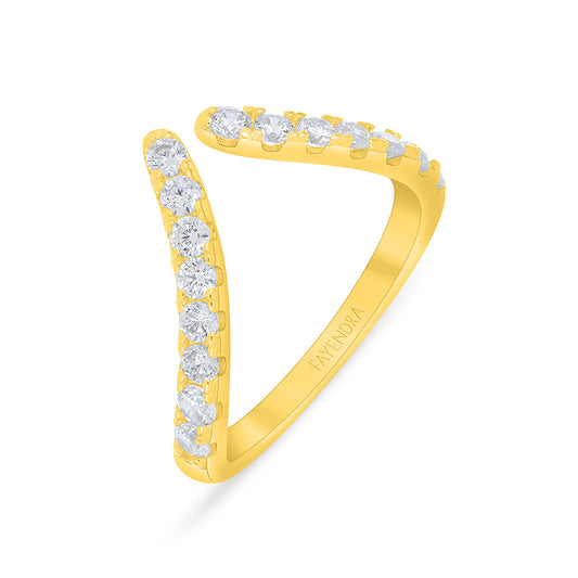 خاتم من الفضة الخالصة عيار 925 مطلي ذهبي مرصع فص ابيض