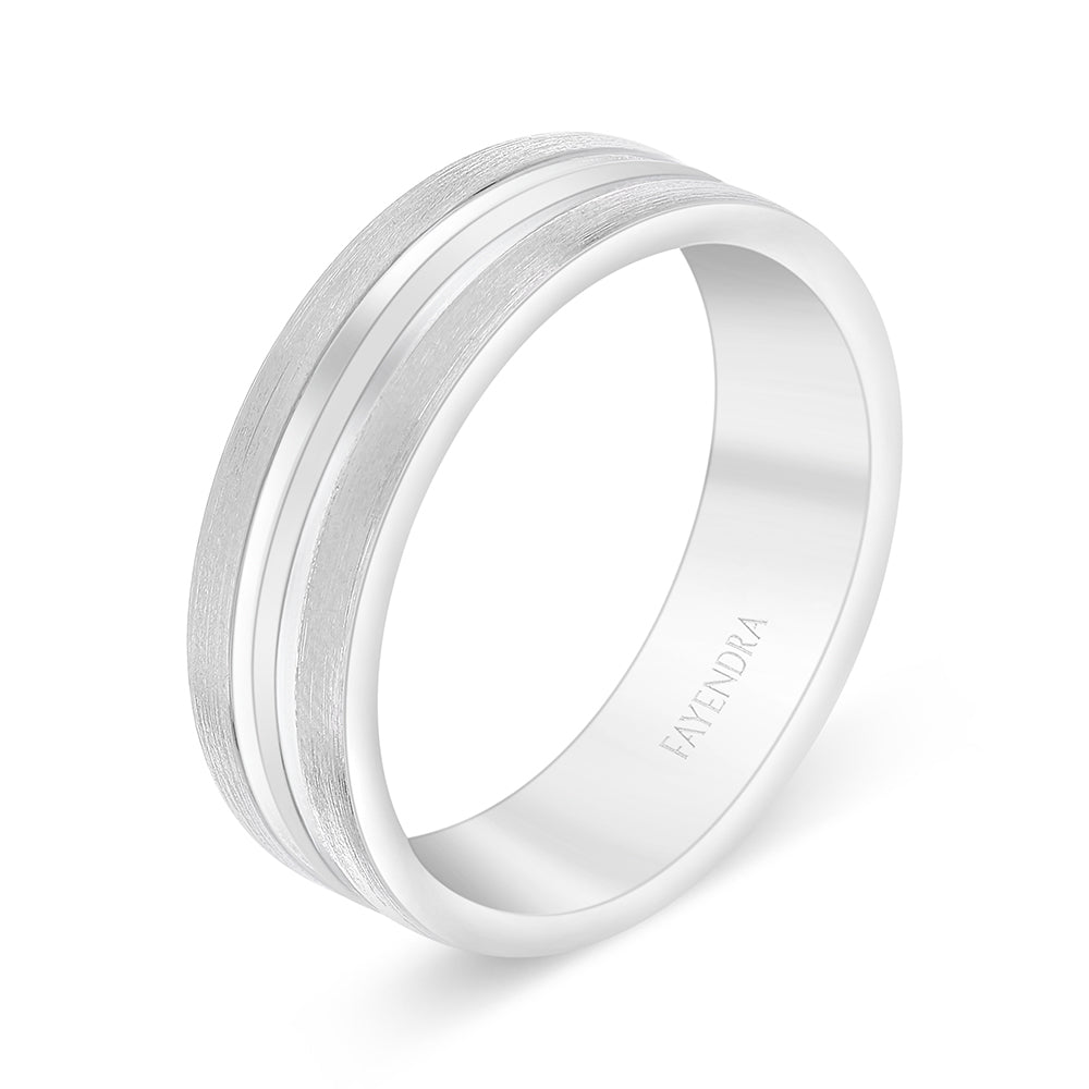 Sterling Silver 925 Wedding Ring Rhodium Plated For Men