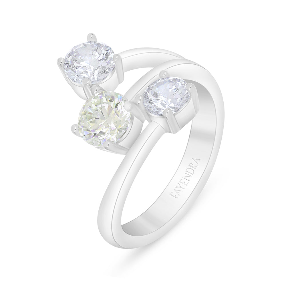 خاتم من الفضة الخالصة عيار 925 مطلي روديوم مرصع بالزركون الكناري الالماسي و فص ابيض