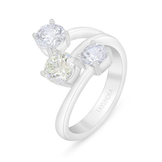 خاتم من الفضة الخالصة عيار 925 مطلي روديوم مرصع بالزركون الكناري الالماسي و فص ابيض