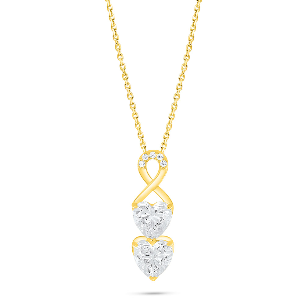 Sterling Silver 925 Necklace Golden Plated Embedded With White Zircon