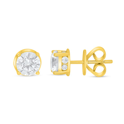 Sterling Silver 925 Earring Golden Plated Embedded With White Zircon