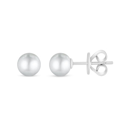 Sterling Silver 925 Earring Rhodium Plated Embedded With Natural White Pearl