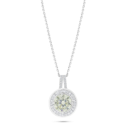 Sterling Silver 925 Necklace Rhodium Plated Embedded With Diamond Zircon And White Zircon