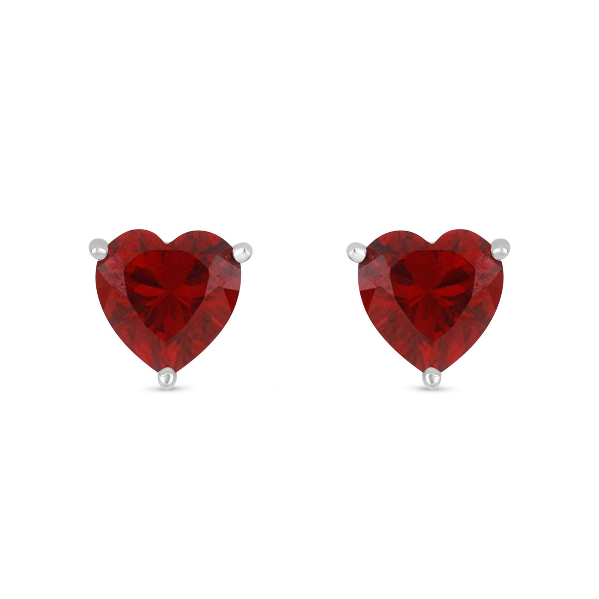 Sterling Silver 925 Earring Rhodium Plated Embedded With Ruby Corundum