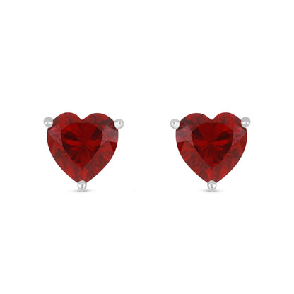 Sterling Silver 925 Earring Rhodium Plated Embedded With Ruby Corundum