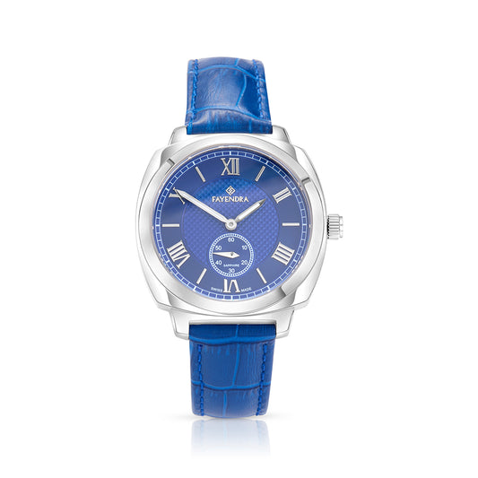 Stainless Steel 316L Watch Silver Color Blue Leather For Men - BLUE METAL DIAL