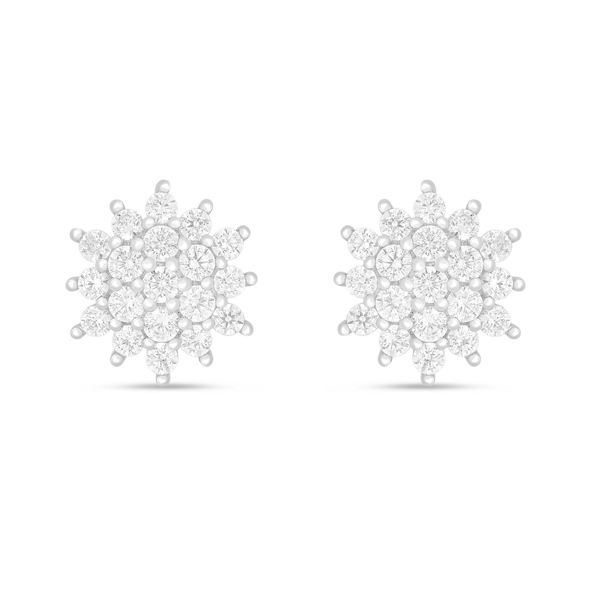 Sterling Silver 925 Earring Rhodium Plated Embedded With White Zircon