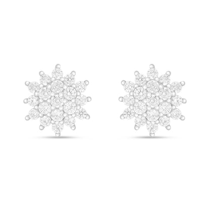 Sterling Silver 925 Earring Rhodium Plated Embedded With White Zircon