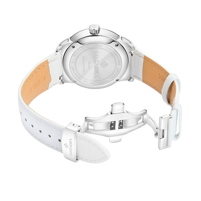 Stainless Steel 316L Watch Silver Color White Leather For Men - WHITE MOP DIAL