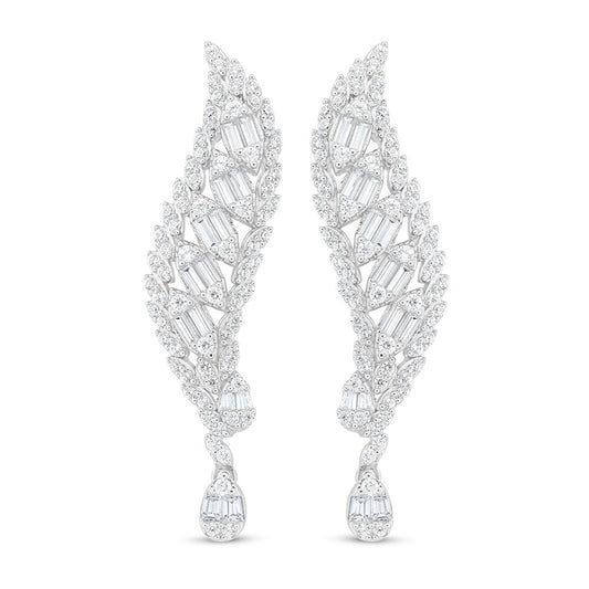Sterling Silver 925 Earring Rhodium Plated Embedded With White Zircon