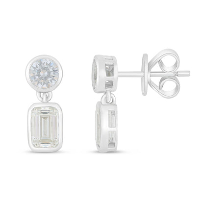 Sterling Silver 925 Earring Rhodium Plated Embedded With Diamond Zircon And White Zircon