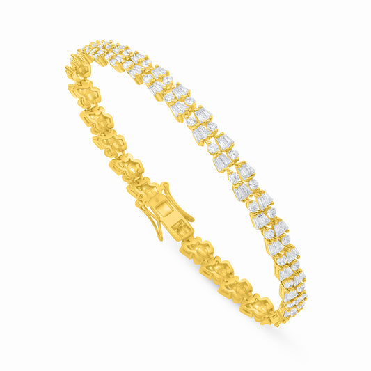 Sterling Silver 925 Bracelet Golden Plated Embedded With White Zircon
