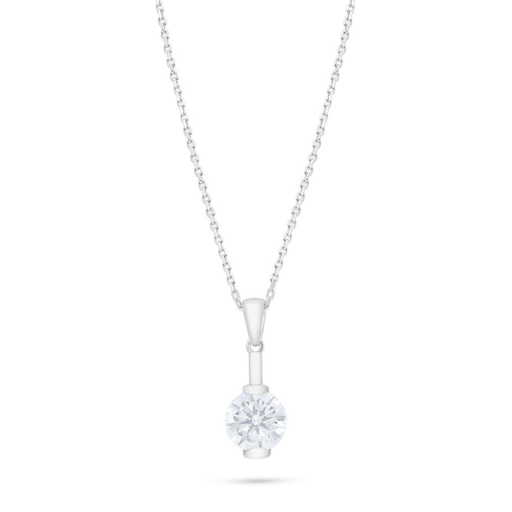 Sterling Silver 925 Necklace Rhodium Plated Embedded With White Zircon