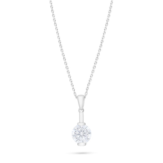 Sterling Silver 925 Necklace Rhodium Plated Embedded With White Zircon