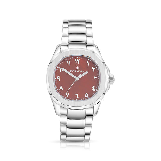 Stainless Steel 316L Watch Silver Color For Men - BROWN MOP DIAL