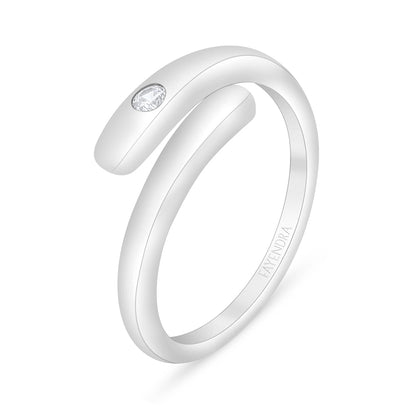 Sterling Silver 925 Ring Rhodium Plated Embedded With White Zircon