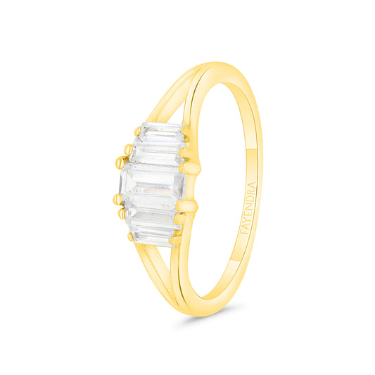 Sterling Silver 925 Ring Gold Plated Embedded With White CZ