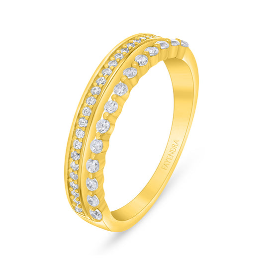 خاتم من الفضة الخالصة عيار 925 مطلي ذهبي مرصع فص ابيض