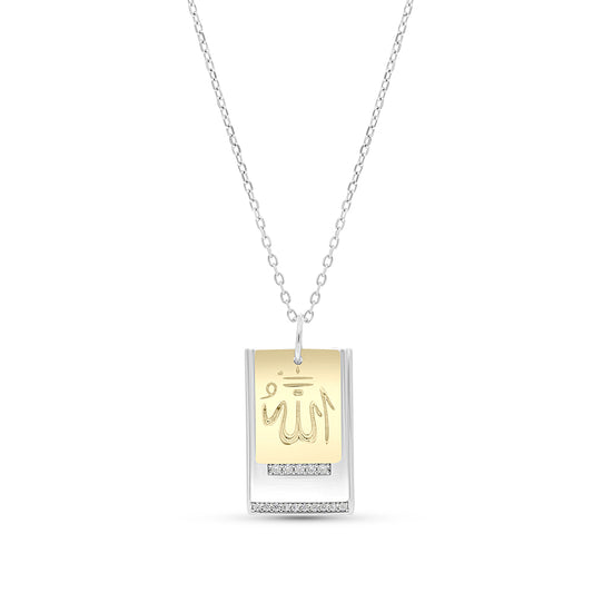 Sterling Silver 925 Necklace Rhodium And Gold Plated Embedded With White CZ