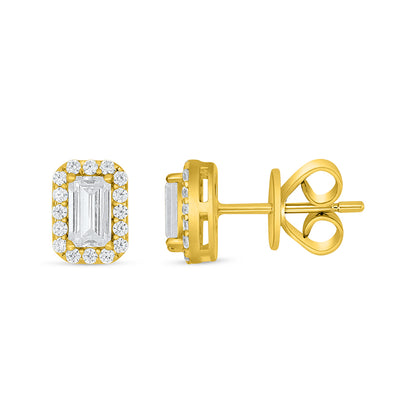 Sterling Silver 925 Earring Golden Plated Embedded With White Zircon
