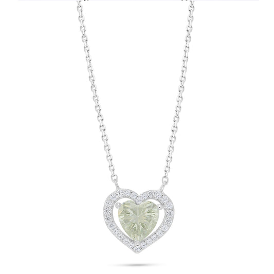 Sterling Silver 925 Necklace Rhodium Plated Embedded With Diamond Zircon And White Zircon
