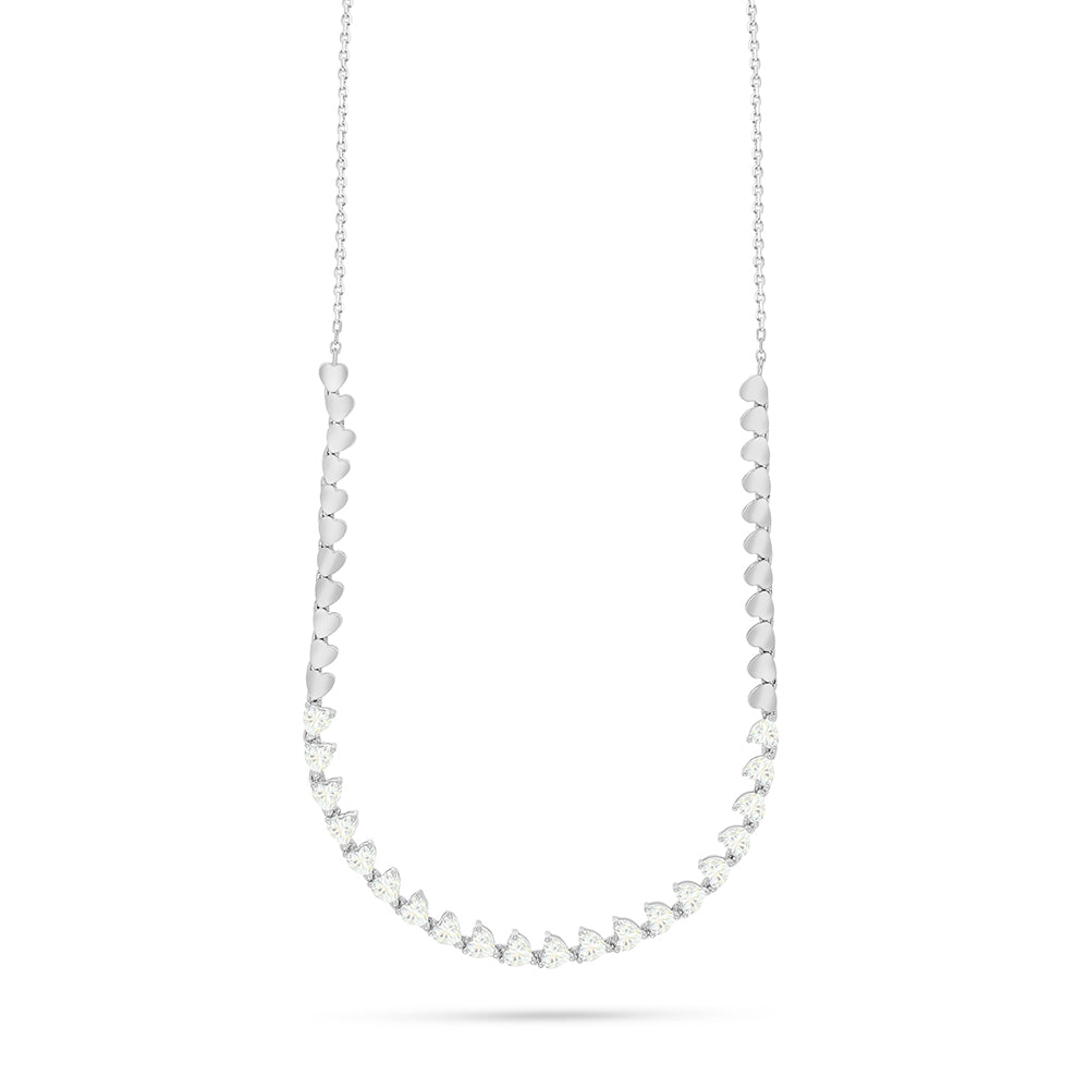 Sterling Silver 925 Necklace Rhodium Plated Embedded With Diamond Zircon