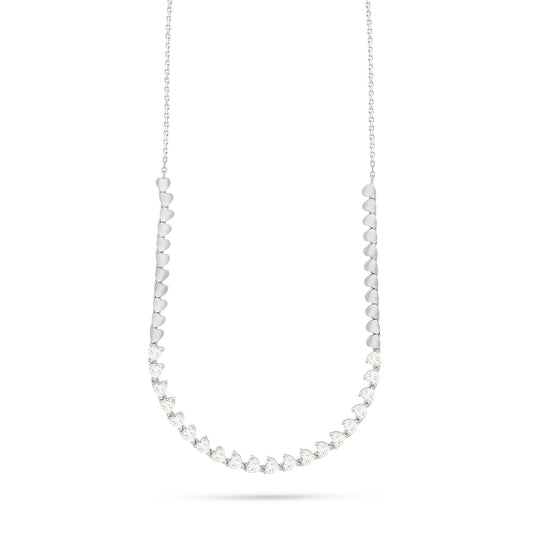 Sterling Silver 925 Necklace Rhodium Plated Embedded With Diamond Zircon