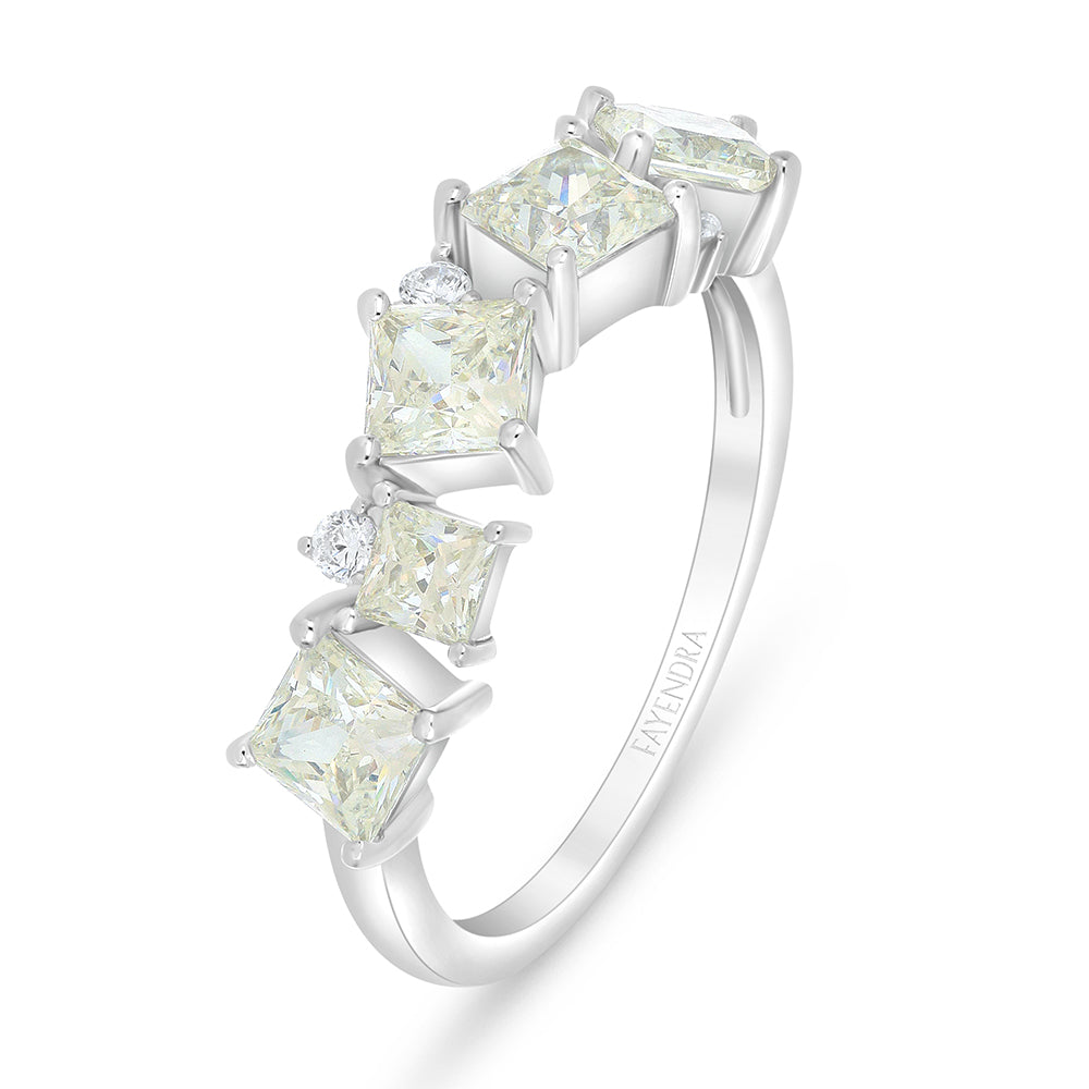 Sterling Silver 925 Ring Rhodium Plated Embedded With Diamond Zircon And White Zircon