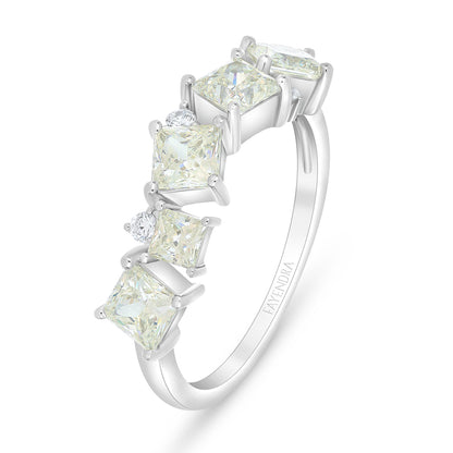 Sterling Silver 925 Ring Rhodium Plated Embedded With Diamond Zircon And White Zircon