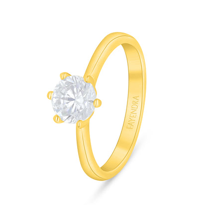 Sterling Silver 925 Ring Golden Plated Embedded With White Zircon