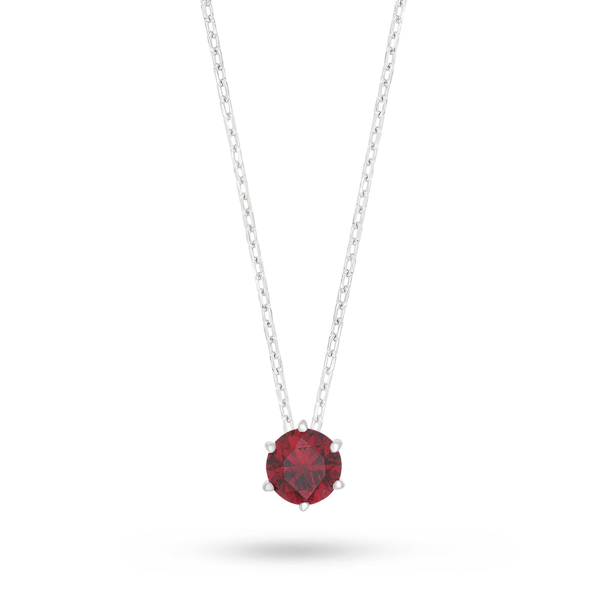 Sterling Silver 925 Necklace Rhodium Plated Embedded With Ruby Corundum