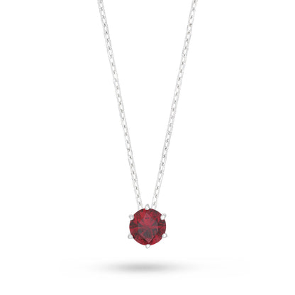 Sterling Silver 925 Necklace Rhodium Plated Embedded With Ruby Corundum