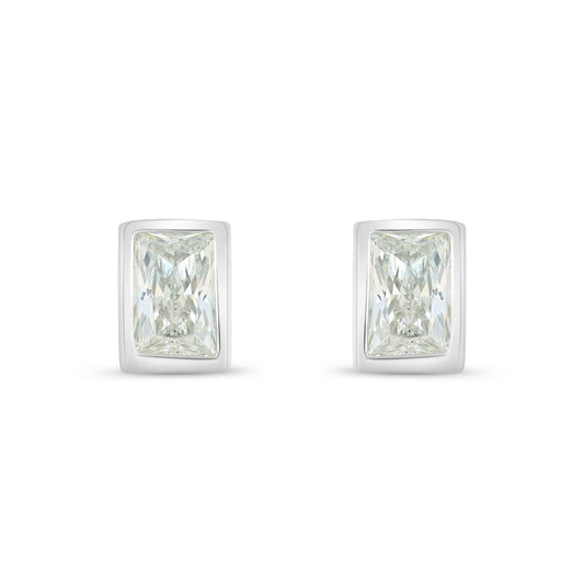 Sterling Silver 925 Earring Rhodium Plated Embedded With Diamond Zircon