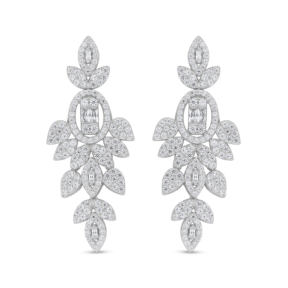 Sterling Silver 925 Set Rhodium Plated Embedded With White Zircon