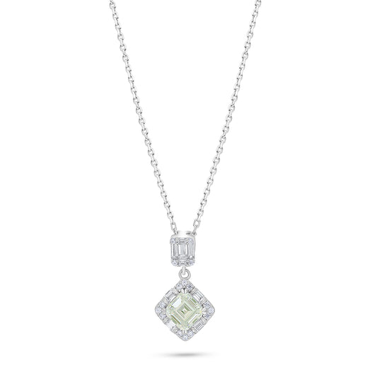 Sterling Silver 925 Necklace Rhodium Plated Embedded With Diamond Zircon And White Zircon
