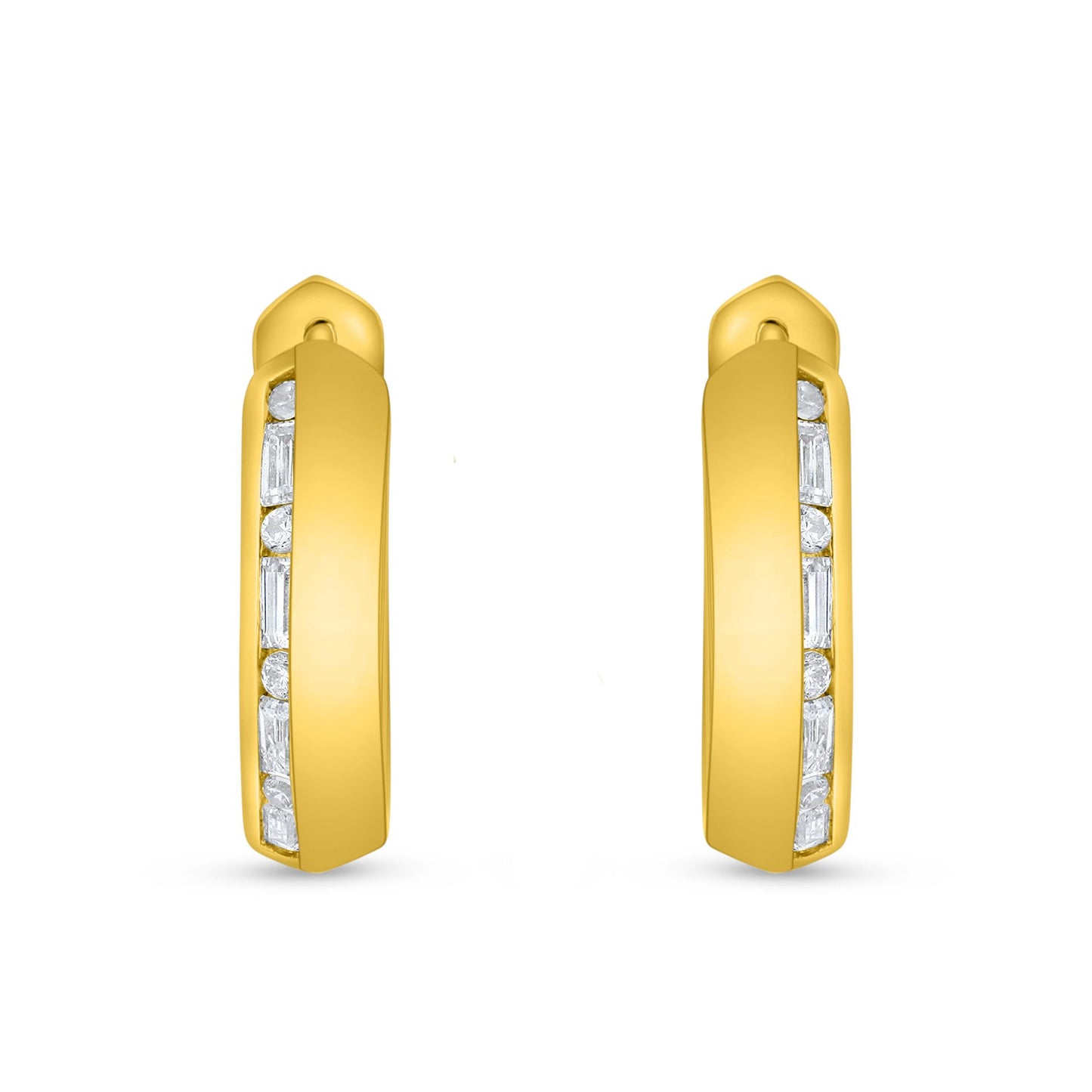 Sterling Silver 925 Earring Golden Plated Embedded With White Zircon