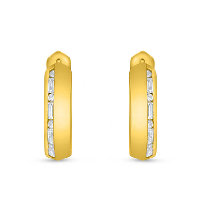 Sterling Silver 925 Earring Golden Plated Embedded With White Zircon
